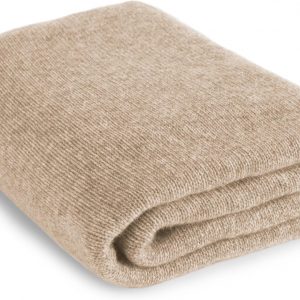 Love Cashmere Luxury 100% Cashmere Comfort Blanket – Light Natural – Made in Scotland