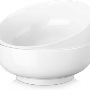 MALACASA Large Soup Bowl, 3400ML Salad Bowl Set of 2, Porcelain White Serving Bowl Cereal Bowl Noodle Bowl Dessert Bowls Ramen Bowl Fruit Bowl, Microwave & Dishwasher Safe, Easy Clean