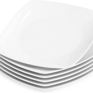 MALACASA, Series Julia, 9.2″ Dinner Plates Ivory White Square Porcelain Dinner Plate Set, Pack of 6 (23.5 * 23.5 * 2cm)