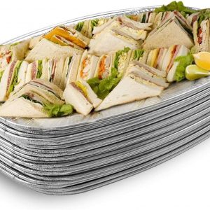 MATANA – 20 Reusable Large Aluminium Foil Platter Serving Party Trays – 35x23cm / 14″ – Oven & Freezer Safe Buffet Trays – Recyclable