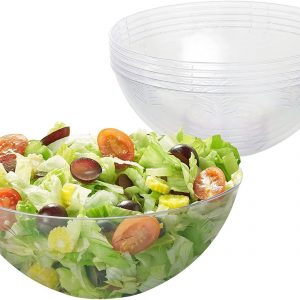 MATANA 5 Clear Hard Plastic Serving Bowls, 1500ml – Sturdy & Reusable – Ideal for Salad, Snacks & Crisps – Parties, Picnic, Birthdays, BBQ & More