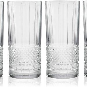 Maxwell & Williams JQ0004 Verona Cut Glass Highball Glasses in Gift Box, Crystalline Glass, 4 Count (Pack of 1)
