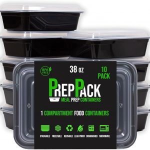 Meal Prep Containers Reusable 10 Pack 38 Ounce 1 Compartment BPA Free Food Boxes Plastic Storage with Airtight Lids Leak Proof Lunch Box Tubs Batch Cooking Pots Freezer and Dishwasher Safe
