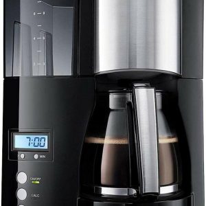 Melitta Filter Coffee Maker with Glass Pourer, Hot Hold and Timer Function, Optima Timer, Black, 100801