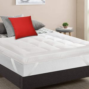 MightySoft Mattress Topper Double Bed 4 Inch Thick, Quilted Extra Deep Super Fluffy & Breathable Microfiber Bed Mattress Topper with Elasticized Straps