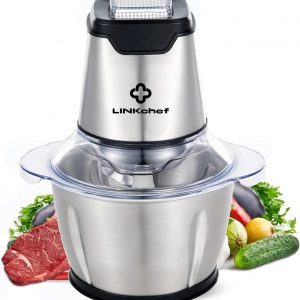 Mini Chopper 400W LINKChef Mini Food Processor Vegetable Chopper 1.2L Stainless Steel Bowl, Meat Grinder with 4 bi-Level Blades for Meat Vegetable Fruit