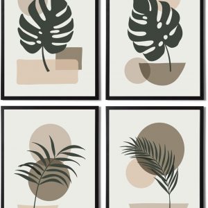 Minimalist Abstract Wall Art Set of 4 – Modern Home Decor Abstract Prints Collection Perfect For Bathroom Bedroom or Living Room (Unframed) A4 Sizet of 4 – Modern Home Decor Abstract Print