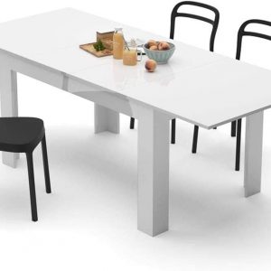 Mobili Fiver, Easy, Extendable dining table, 140(220) x90 cm, High Gloss White, Made In Italy