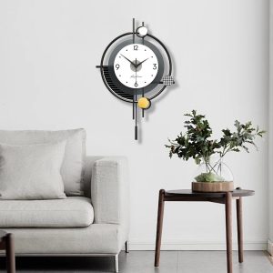 Modern Minimalist Wall Clock, Silent Non Ticking Nordic Style Decorative Wall Clock 3 Layer Dial Creative Styling Pendulum Fashion Art Deco for Living room, Bedroom, Office, Kitchen, 38*58 cm
