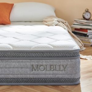 Molblly Double Mattress 4FT6 Hybrid Pocket Sprung Memory Foam Mattress with Durable & Skin-Friendly Double Mattress Bed in a Box,Comfort Foam Hybrid Mattress Double Medium Firm 135x190x22cm