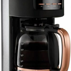 Morphy Richards Accents Pour Over Filter Coffee Maker, Programmable Timer, Digital Display, Reusable Filter, Glass Carafe & Keep Warm Hot Plate, 1.8L, Rose Gold, 162030