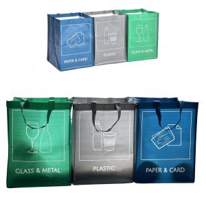NYS CLOUD – Reusable Recycling Bin Bags, 3-Pack Indoor and Outdoor Separate Waste Sorting Organizer, Waterproof Recycle Bins for Kitchen Home Office