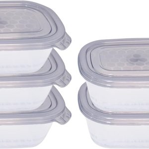 Neez Food Storage Containers – (5 Boxes + 5 Lids) Microwavable, Freezable, Airtight Food Containers – BPA Free, Small Food Storage Boxes with Lids (Plastic, 500ml)