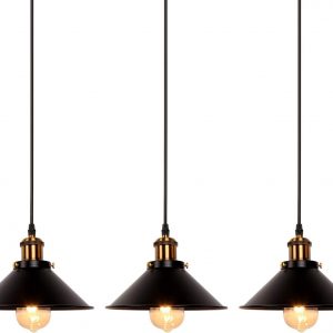 Newrays 3 Pack Industrial Retro Black Iron Kitchen Restaurant Bar Balcony Hanging Pendant Light