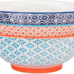 Nicola Spring Patterned Salad/Fruit/Serving Bowls – 203mm (8 Inches) – Pack of 3 Designs