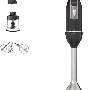Ninja Foodi 3-in-1 Hand Blender, Hand Mixer & Chopper, Food Processor with 3 Attachments, 850W Powerbase, Immersion Blender, 5 Mixing Speeds, 2 Blending Speeds, 1.5m Cord, Black CI100UK