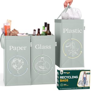 Norggo Reusable Recycling Bags for Kitchen – Large 40L Recycle Bin Bags Set of 3, Recycle Bags, Ideal for Home and Office