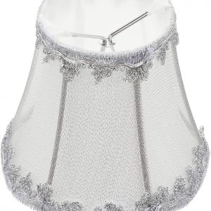 OSALADI Vintage Lamp Shade Fabric Royal Bell Shape Lampshade Replacement Decorative Lamp Accessories for Table Lamp Floor Lamp Wall Light Silver