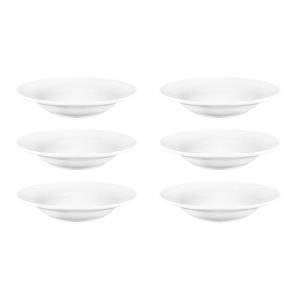 Olympia Athena Hotelware Rimmed White Soup and Pasta Bowls 210ml, Pack of 6, Diameter: 228mm / 7 1/4 inch, Chip Resistant, Catering and Restaurant Grade | CC214
