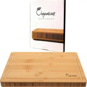 Organicook Luxury Large Wooden Chopping Board – Non-Slip Feet, Bamboo Chopping Board, Wood Cutting Board, Butchers Block, Easy Clean, Thick 40x30x3cm, Fair Trade