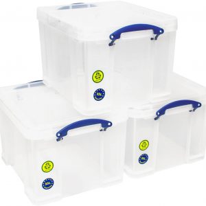 Really Useful Plastic Storage Box Bonus Pack 3×35 Litre Clear