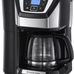 Russell Hobbs Chester Grind & Brew Filter Coffee Machine, Bean to cup, Quiet brew technology, 1.5L Carafe/12 cups, 4-12 Cup brewing option, 24hr timer, 40min keep warm, Washable filter, 1025W, 22000