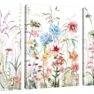 SUMGAR Flowers Wall Art Colorful Floral Artwork Romantic Blossom Paintings Plant Pictures Canvas Prints for Women’s Girl’s Bedroom Living Room Bathroom Gift 30x40cm Set of 3