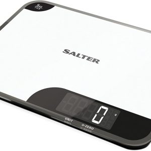 Salter 1064 WHDR Digital Kitchen Scale – 5kg Capacity, Easy Read Display, Add &Weigh/Tare Function, Measure Liquids in ml/fl.oz, Glass Platform For Baking & Cooking, Batteries Included, 17 x 23 x 1cm