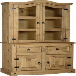 Seconique Corona 3′ Buffet Hutch in Distressed Waxed Pine/Glass