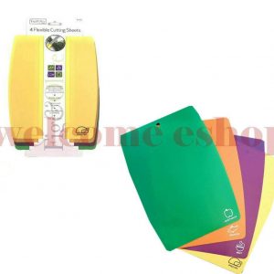 Set of 4 Flexible Chopping Boards Flexi Cutting Sheet Mats Colour Coded Labels