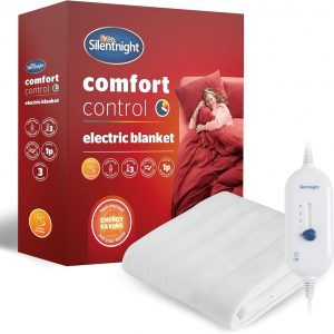Silentnight Comfort Control Electric Blanket Double – Heated Electric Underblanket with 3 Heat Settings, Fast Heat Up, Overheat Protection and Easy Fit Straps – Machine Washable – Double 135x120cm
