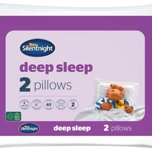 Silentnight Deep Sleep Pillows 2 Pack – Medium Support Comfortable Hollowfibre Bed for Front, Back and Side Sleepers Machine Washable Hypoallergenic of Standard Size, White