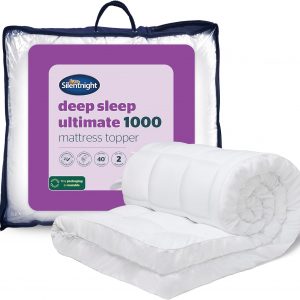 Silentnight Ultimate Deep Sleep 10cm Mattress Topper Double Bed – Luxury 4 Inch Thick Soft Mattress Enhancer Pad with Easy Fit Straps – Hypoallergenic and Machine Washable – Double – 190x135cm