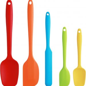 Silicone Spatula, 5 PCS High Heat Resistant Non-Stick Rubber Spatulas Set, Food Grade Baking Spatulas Kitchen Utensils for Baking, Cooking and Mixing