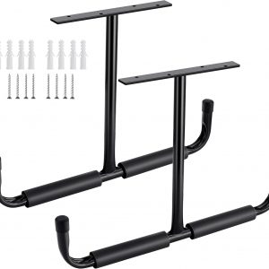 Sinoer Steel Garage Ceiling Storage Hook, Heavy Duty storage rack for hanging wood, bicycles, tools, wood, snowboards, fishing rods, sturdy storage system, (2 Pack, Black)