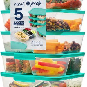 Sistema NEST IT Meal Prep Containers | 1.9 L | Airtight Food Storage Containers with Compartments & Lids | BPA-Free | Recyclable with TerraCycle® | Green | 5 Count