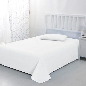 Sonia Linens Home Basic Soft Brushed Microfibre Flat Sheet – Non Iron Breathable Hypoallergenic Top Sheet (White, Single)