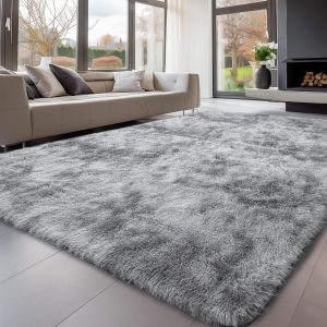 Sour Lemon Rugs Living Room 200x300cm, Grey Area Rugs for Bedroom, Washable Anti Slip Extra Large Shaggy Soft Rug Fluffy Modern Floor Carpets Mat Beside Rugs for Kids Living Room