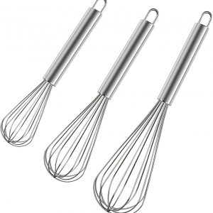 Stainless Steel Whisk Set, 3 Packs Balloon Whisk for Cooking, Whisking, Blending (8″,10″,12″)