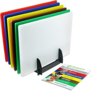 Stalwart Chopping Board Set 6 Pieces Multi Coloured for Commercial Kitchens Set of 6 Low Density Cutting Boards 45 x 30 x 12mm