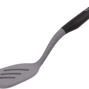 Starchef Silicone Slotted Turner Spatula,Heat Resistant,Non-Stick, Ergonomically Handle,Soft Grip,Assorted-color Design(Black/Grey)