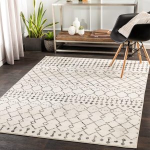 Surya Abu Dhabi Geometric Rug – Scandi Area Rugs Living Room, Dining, Kitchen – Neutral, Aztec Abstract Rugs – Boho Rug Style, Easy Care Pile – Large Rug Ivory 152x213cm Rug