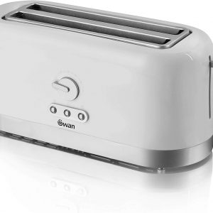 Swan 4 Slice Toaster, White, Variable Browning Control and Extra Long Slot: 25mm x 250mm, 1200W-1400W, ST10091N