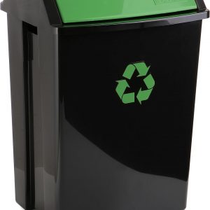 TATAY Recycling Bin, 50L Capacity, Swing Lid, Polypropylene, BPA Free, Solar Protection, Green . Dimensions 40,5 x 33,5 x 57,5 cm
