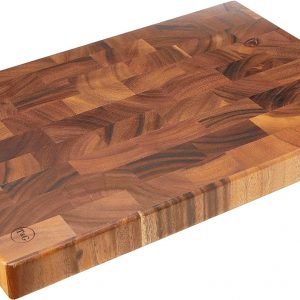T&G 10943 Tuscany Rectangular End Grain Chopping Board with Finger Grooves in Acacia, Large, 45 x 30 x 4 cm