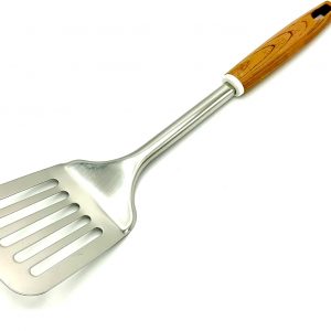 TIJAR® Spatula Slotted Turner, Stainless Steel with Nylon Wood Effect Handle, Strong and Durable Spatula Cooking Turner, Slotted Turner, Multiuse Kitchen Tool