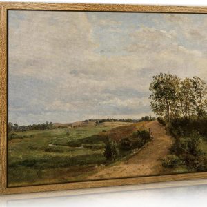 TOARTi Vintage Landscape Wall Art Prints,30x40cm(12×16in) Framed Canvas Wall Art for Living Room,Road Across the Hills Painting,Country Wall Picture,Nature Wall Decor for Bedroom Bathroom Farmhouse