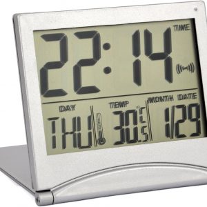 TRIXES Desk Top Clock Silver – Digital LCD Display – Alarm and Snooze Function