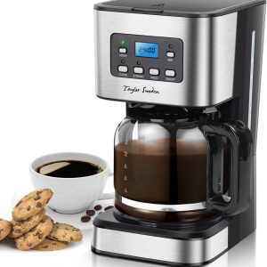 Taylor Swoden Filter Coffee Machine, Drip Coffee Maker with Programmable 24hr Timer, Keep Warm & Anti-Drip, Reusable Filter Fast Brewing – Darcy 950W 1.5 L Black Stainless Steel