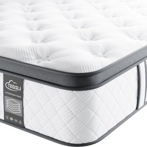TeQsli 3FT Single Mattress 10 Inch Gel Memory Foam Pocket Spring Hybrid Mattress, Medium Firm Orthopedic Mattress – Edge Support & OEKO-TEX Certified Mattress in a Box 90x190x25cm